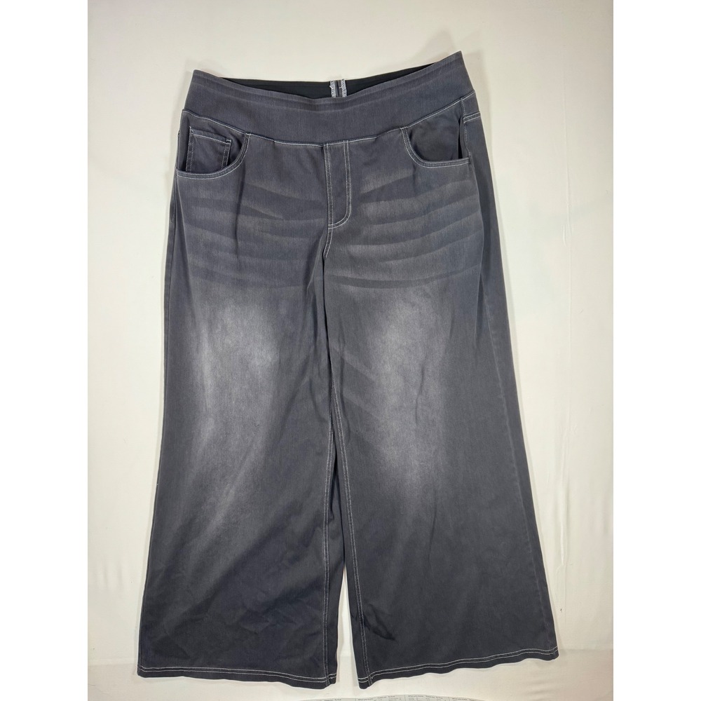 Halara Flex Mid Rise Tummy Control Baggy Jeans Cool Gray 1X 18 Wide Leg Casual - Picture 2 of 10